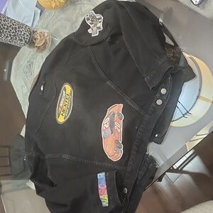 NASCAR VINTAGE Tony STEWART I D WEAR Black Racing DENIM Jacket MEDIUM